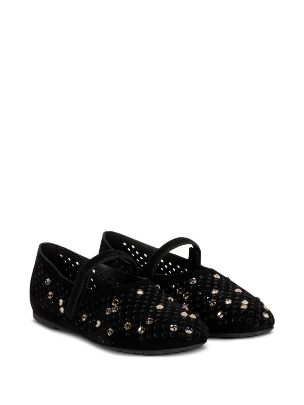 Pedro Garcia perforated embellished flats Zwart