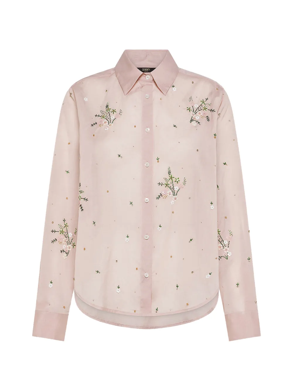 Seventy floral-embroidered shirt - Rosa