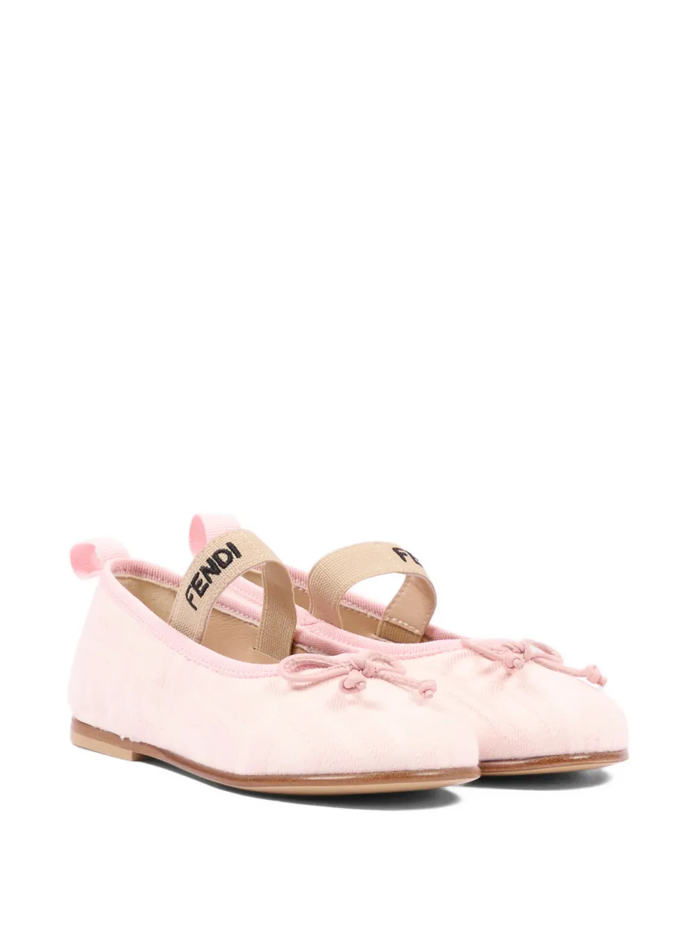 Fendi Kids bow-detail ballerinas Roze