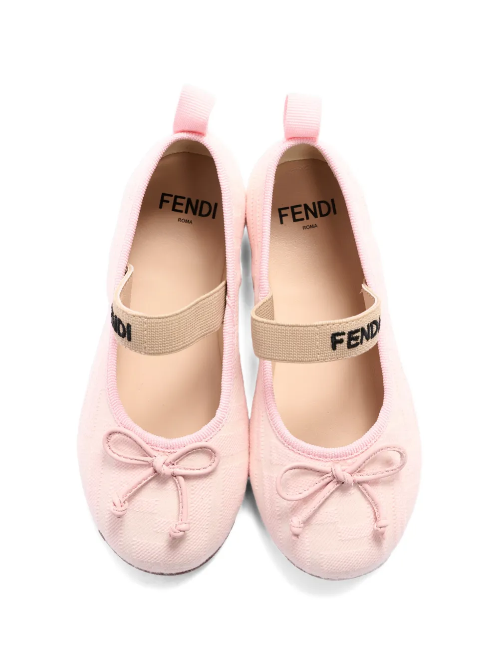 Fendi Kids bow-detail ballerinas Roze