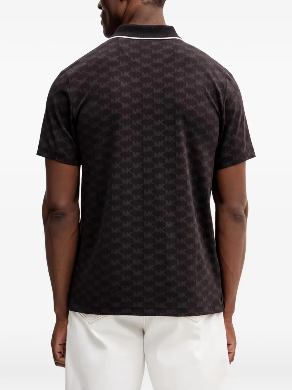 Michael Kors Poloshirt met monogram-patroon en rits Zwart