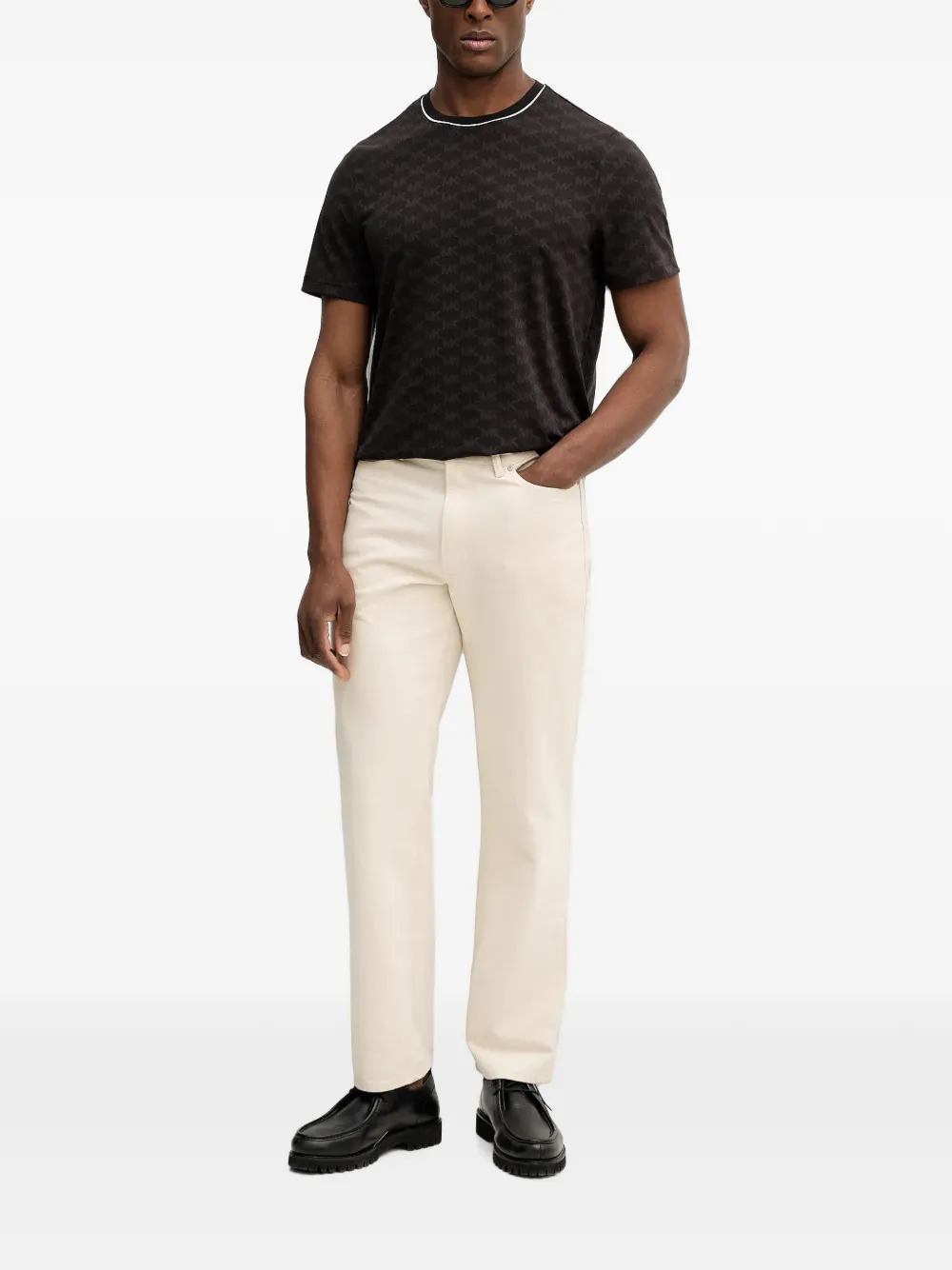 Michael Kors T-shirt met monogram-patroon Zwart
