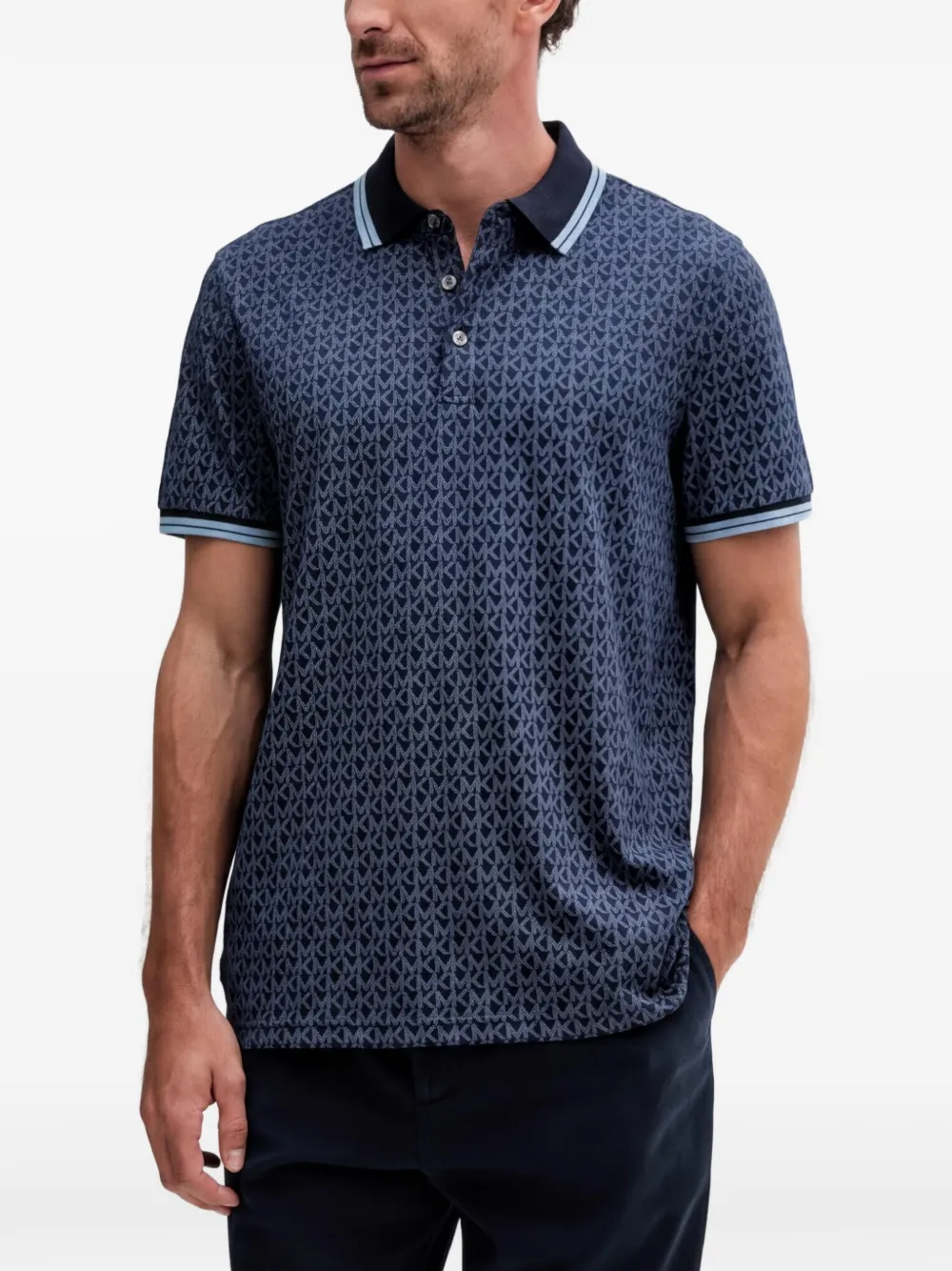 Michael Kors Polo con rifinitura a fantasia - Blu