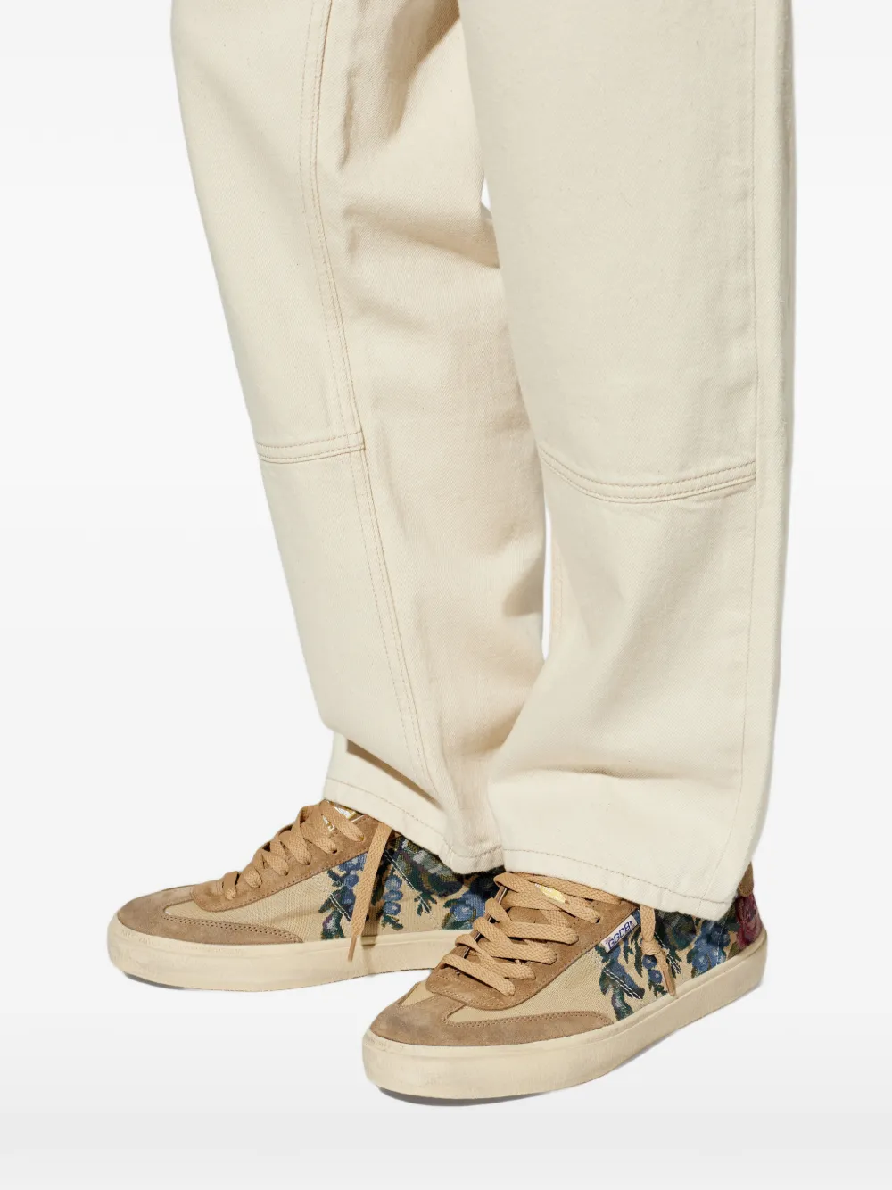 Golden Goose Leren sneakers met bloemenprint Beige