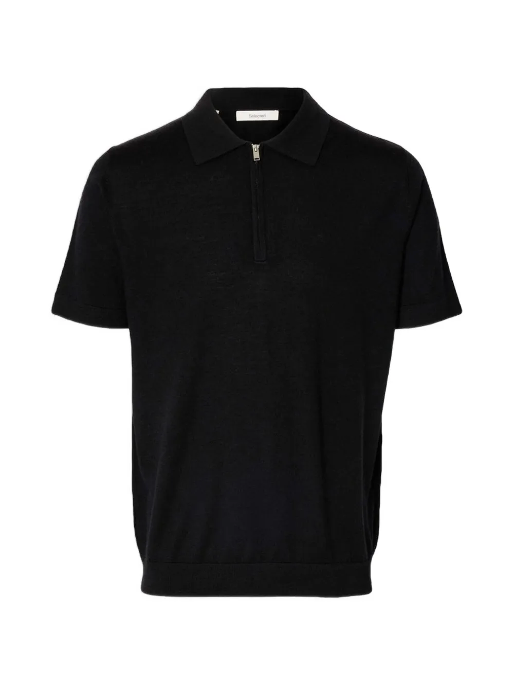 SELECTED zip polo T-shirt - Nero