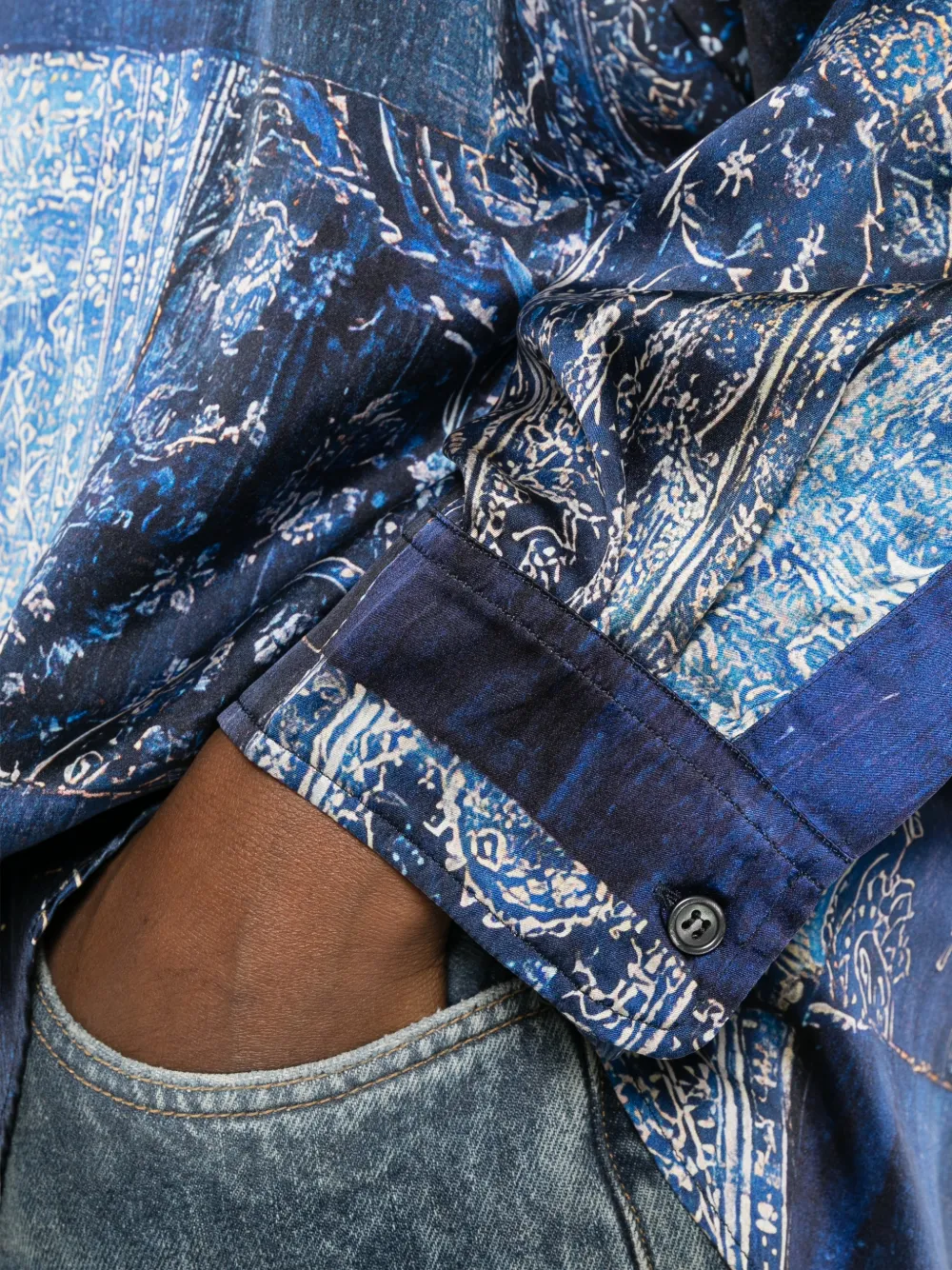 R13 Bandana blouse met patchwork Blauw