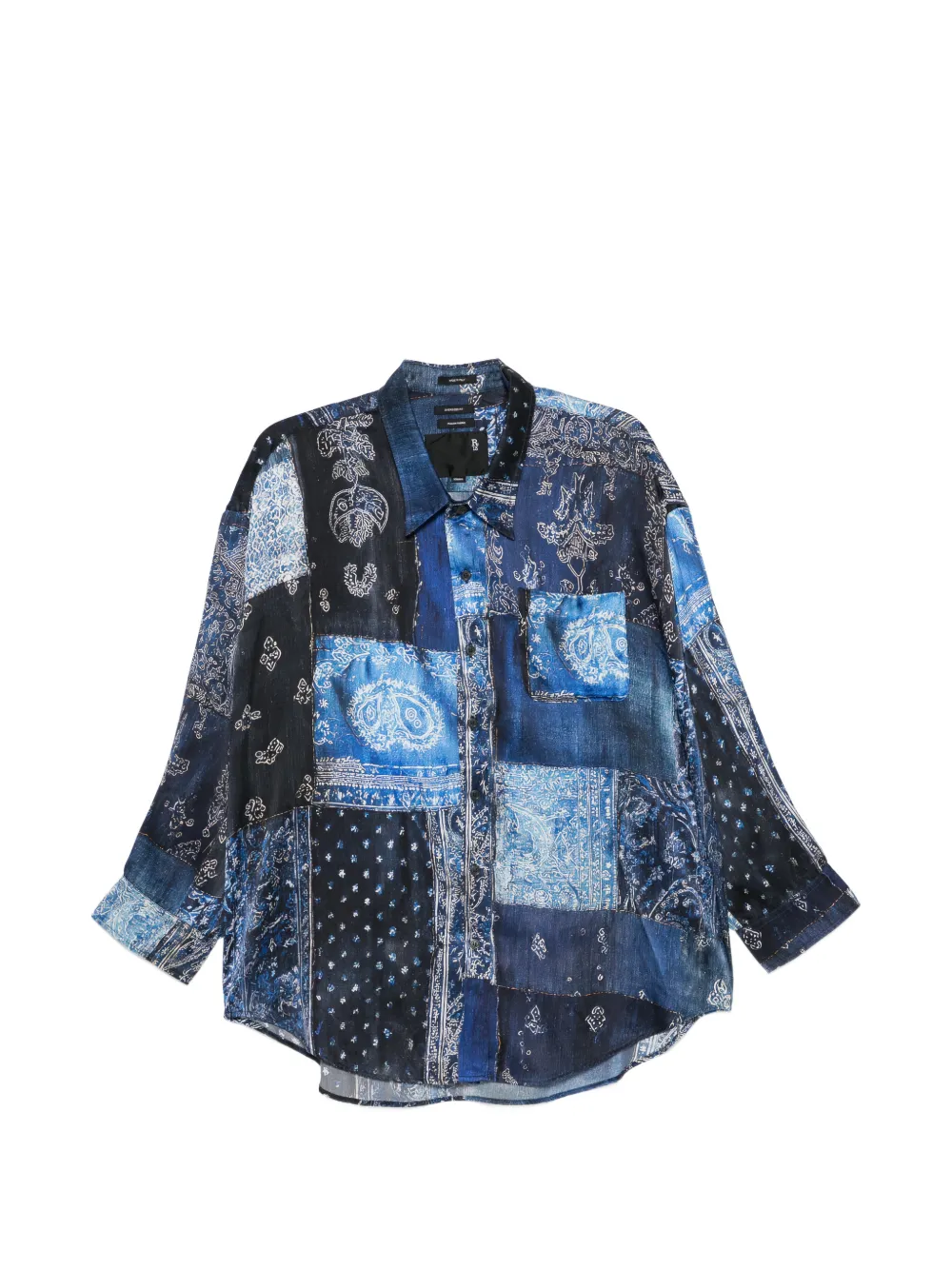 R13 bandana patchwork shirt - Blu