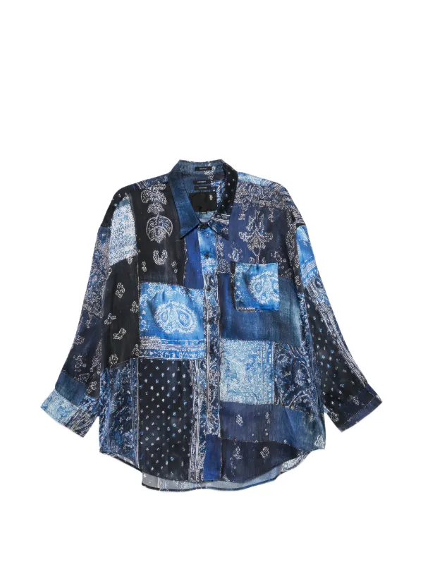R13 Patchwork Bandana-print Cotton Shirt in Blue