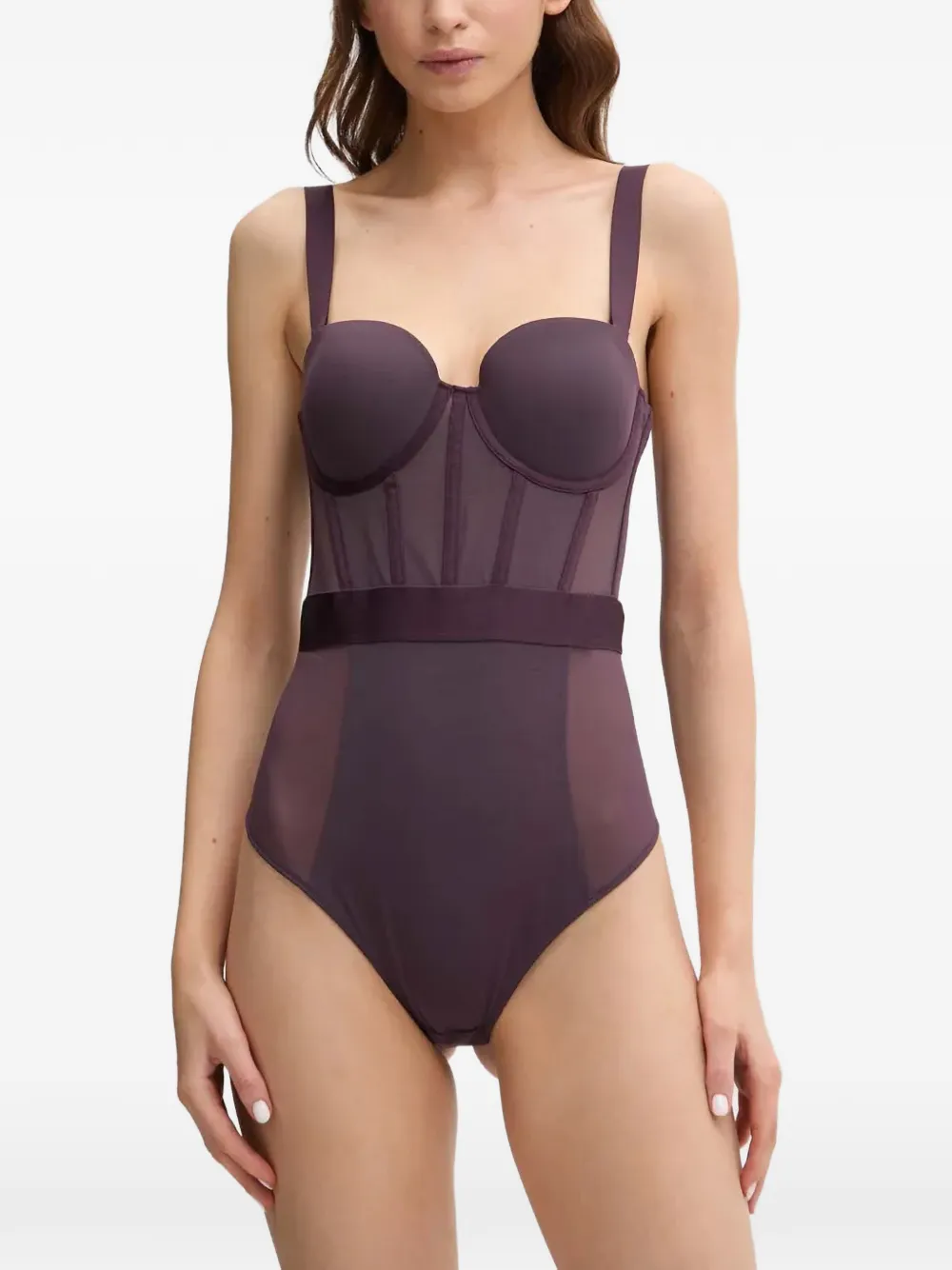 DKNY sheer-panelled underwired bodysuit - Violett