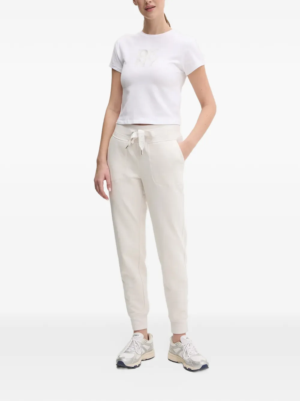 DKNY elasticized waistband track trousers Beige
