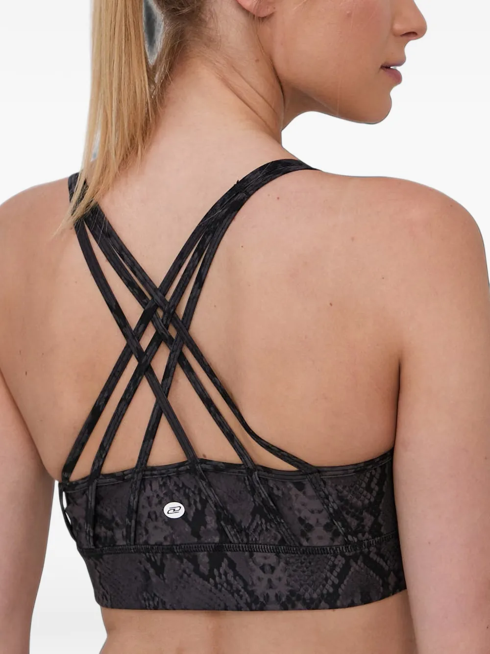 DKNY snake-print strappy sports bra - Schwarz