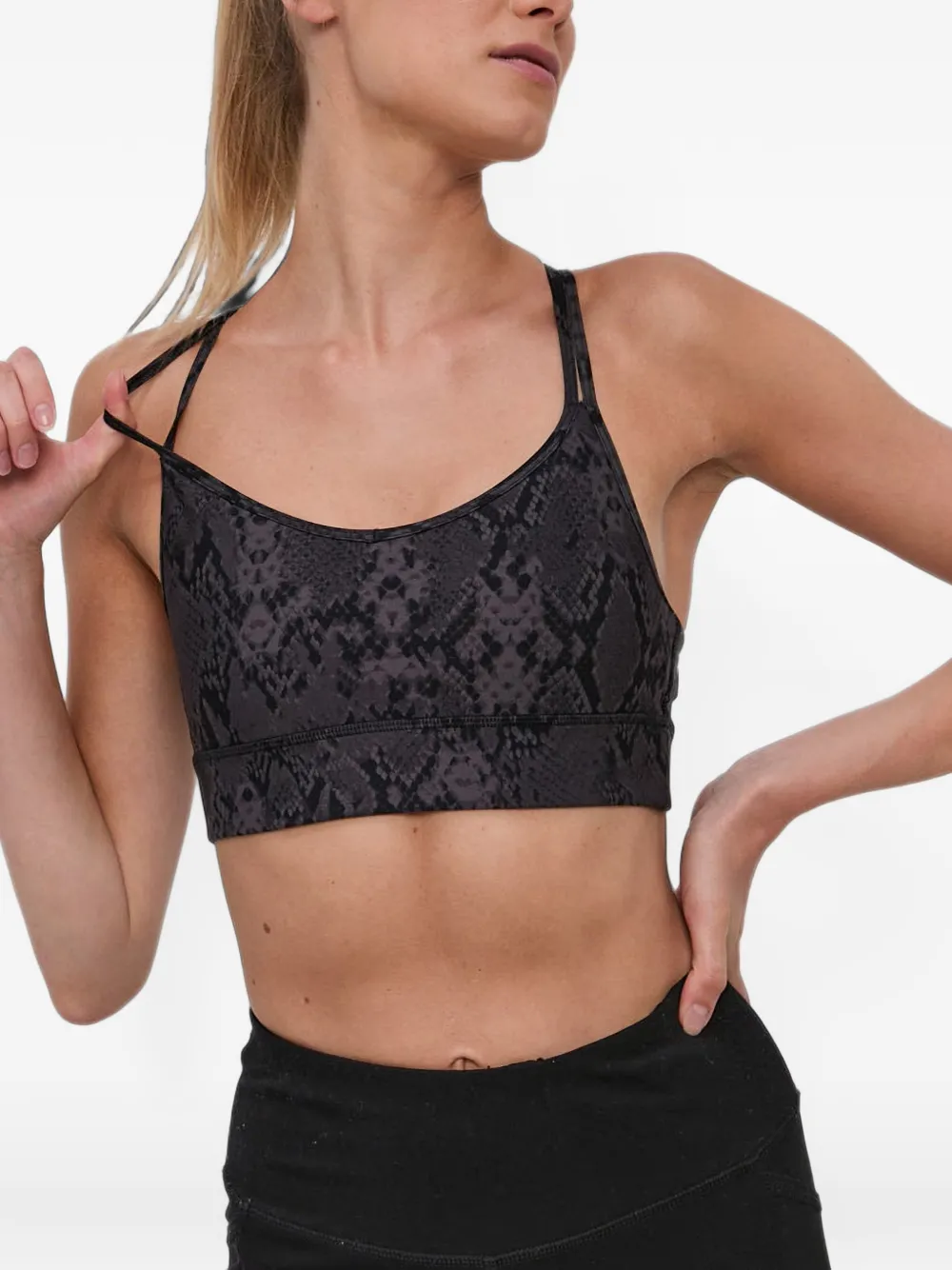 DKNY snake-print strappy sports bra Zwart