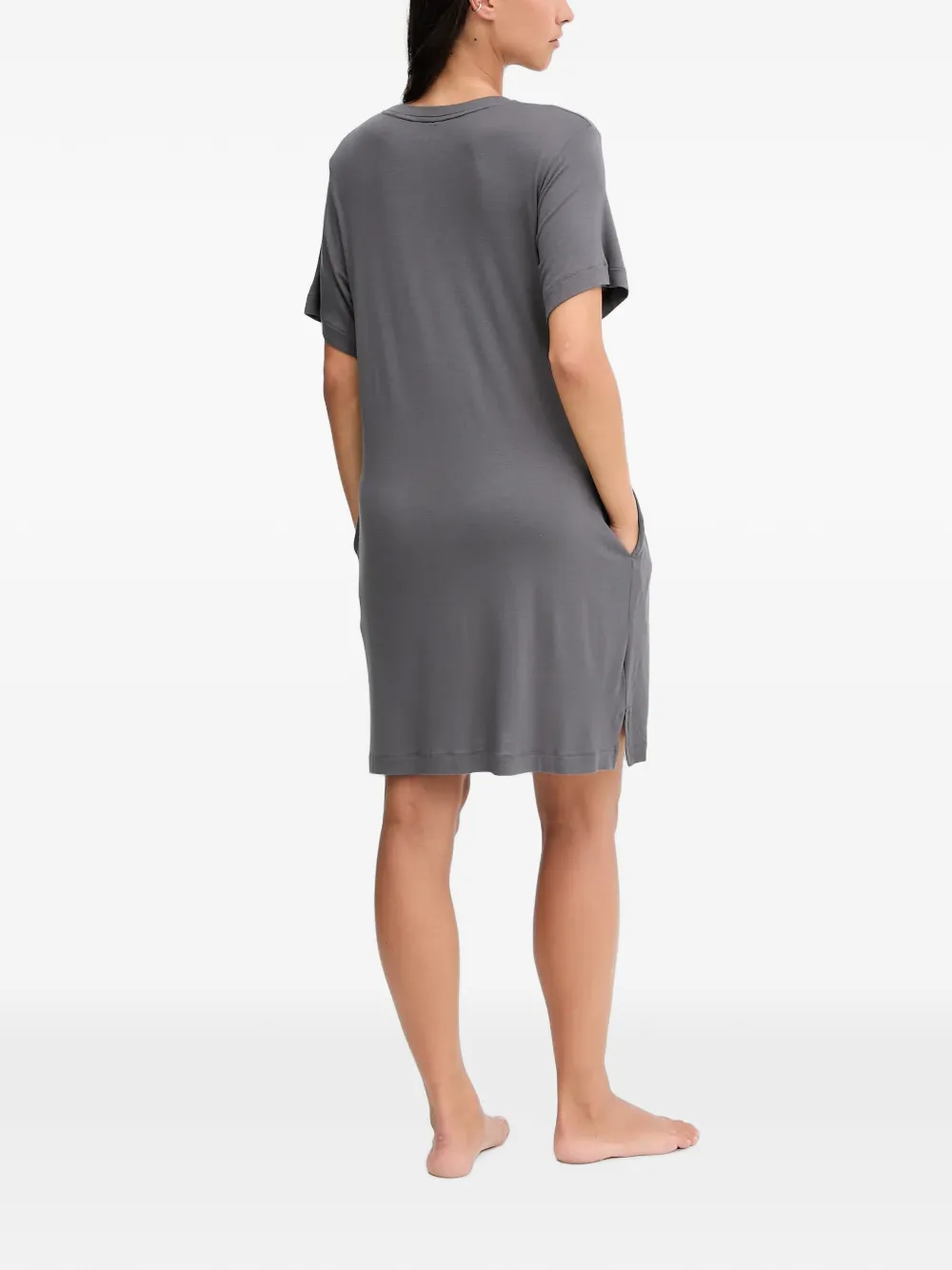 DKNY Nachtjapon met korte mouwen en logo-print Grijs