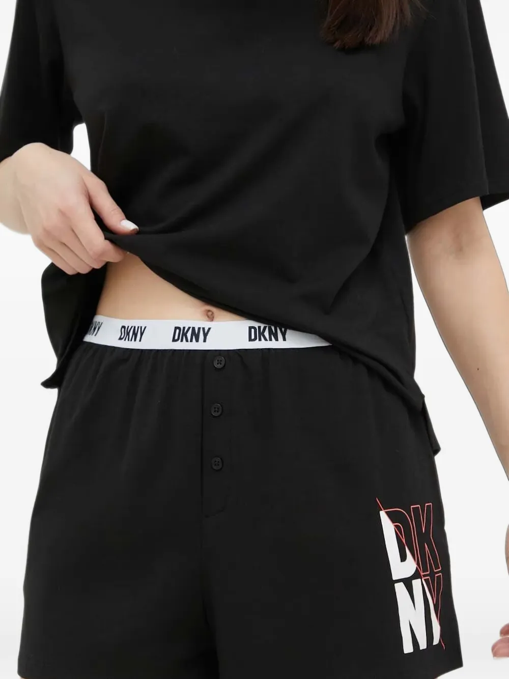 DKNY logo-print pyjamas set Zwart