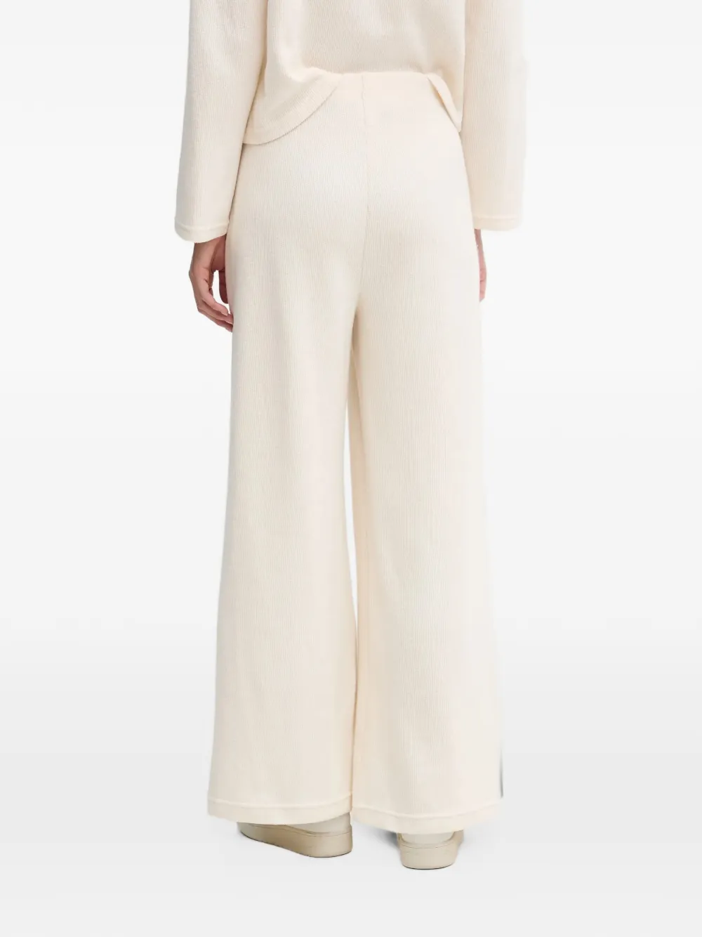 DKNY ribbed-knit wide-leg trousers Beige
