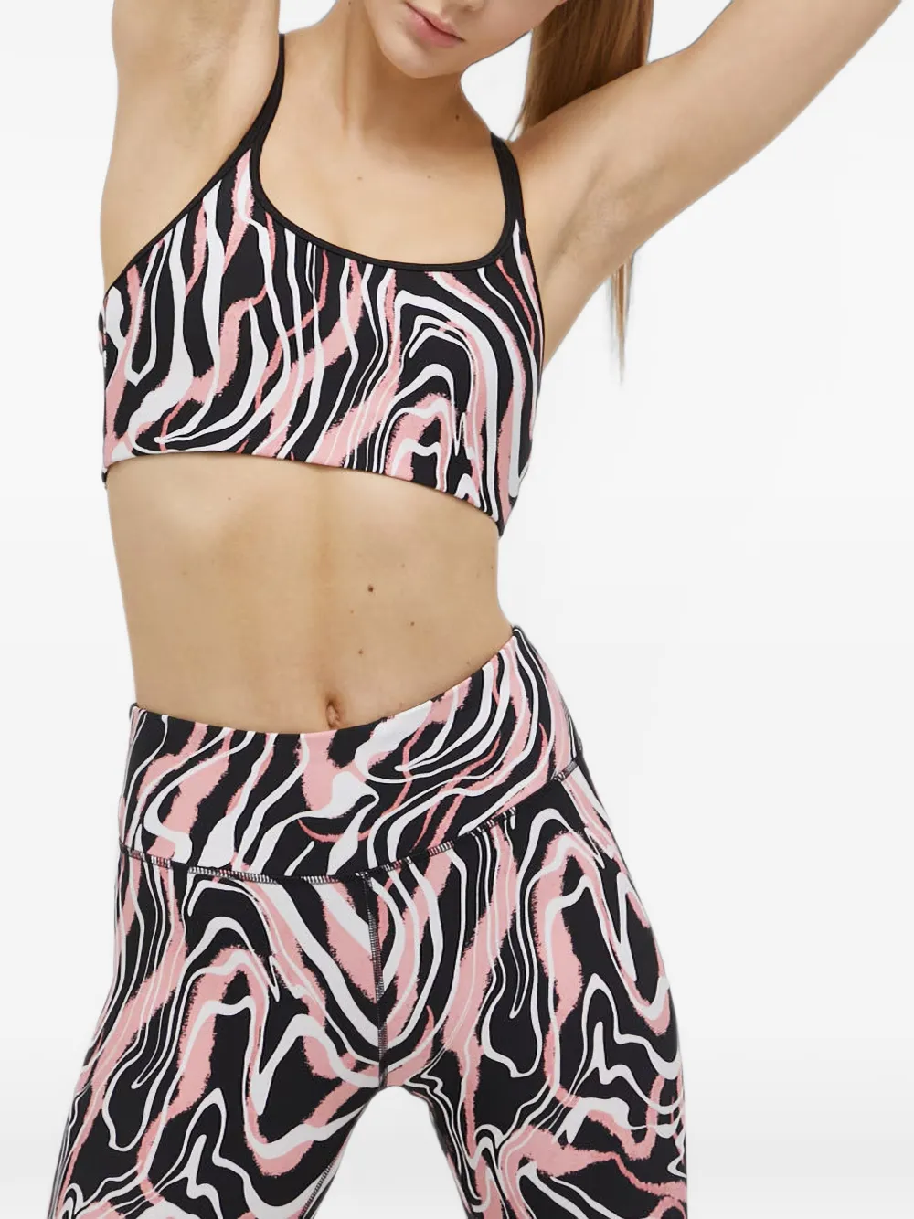 DKNY abstract-print racerback sports bra Zwart