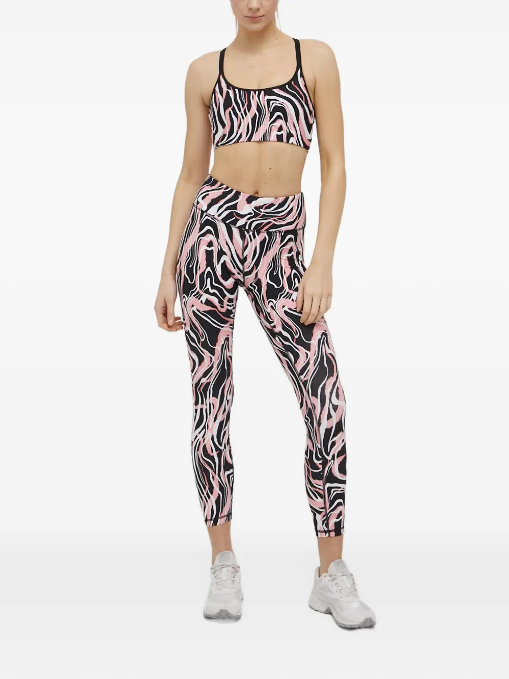 DKNY abstract-print racerback sports bra Zwart