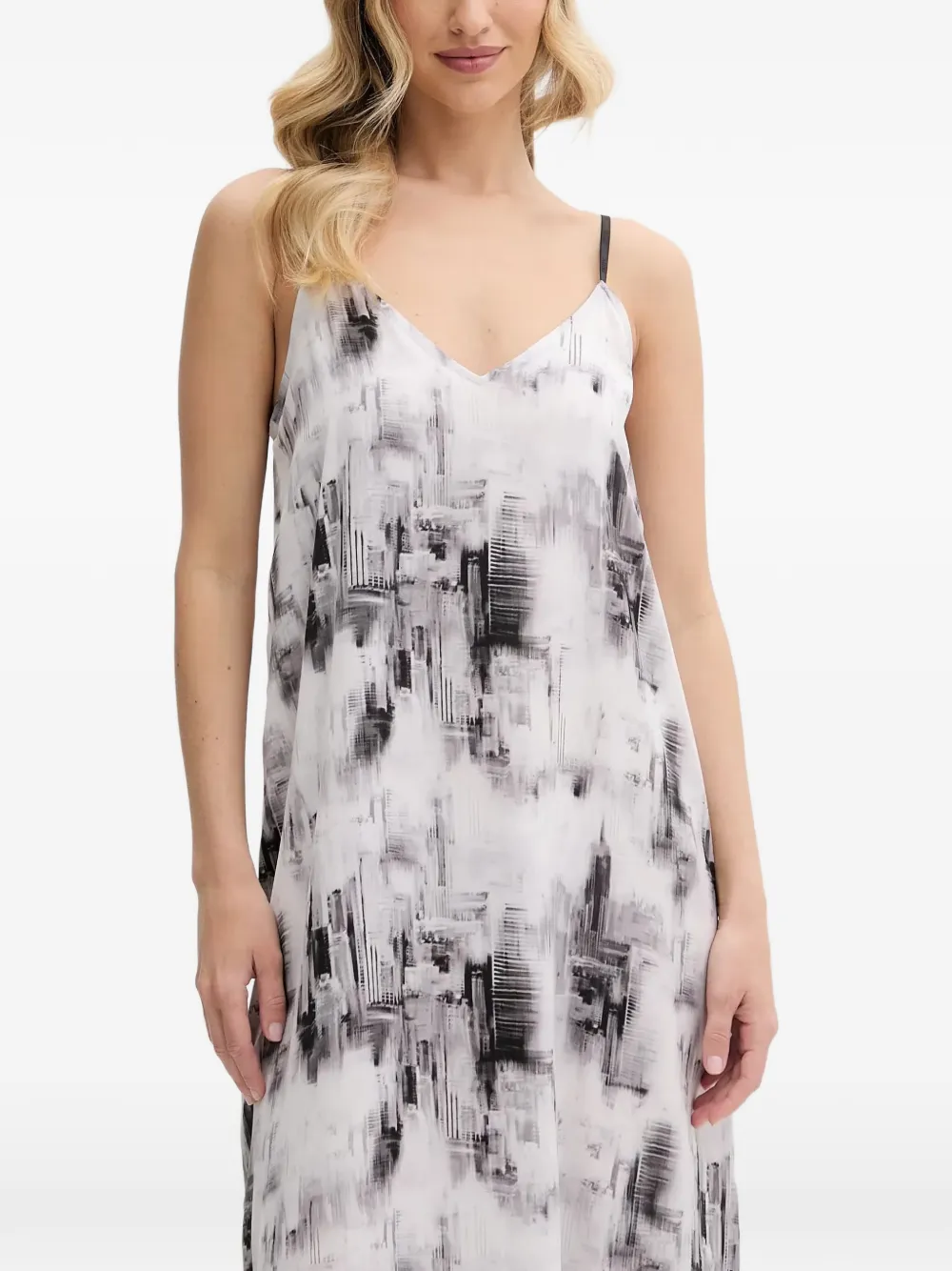 DKNY abstract-print midi nightdress - Weiß