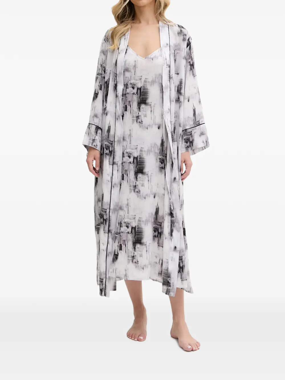 DKNY abstract-print midi nightdress - Weiß