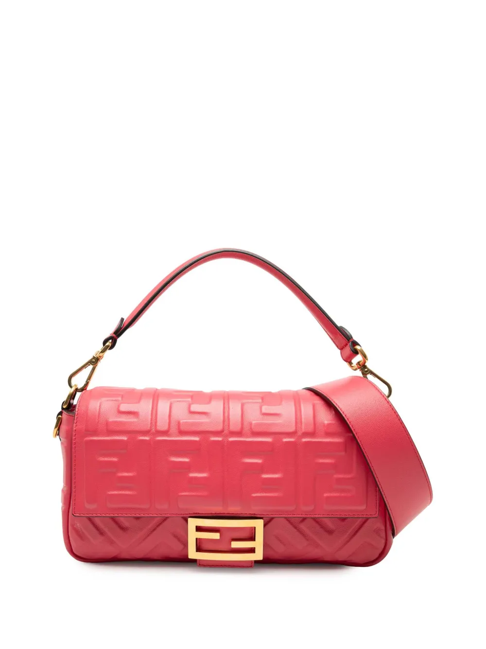Fendi Pre-Owned 2000-2010 Zucca Embossed Leather Baguette satchel - Rosa