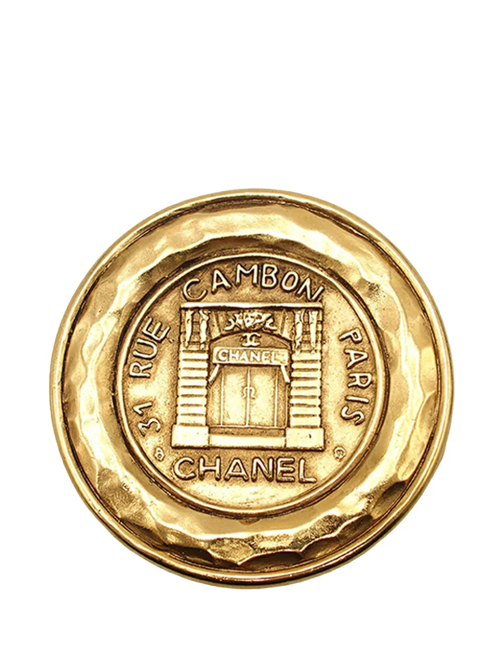 CHANEL Pre-Owned 1970-1980 Gold Plated 31 Rue Cambon Medallion Brooch costume brooch - Oro