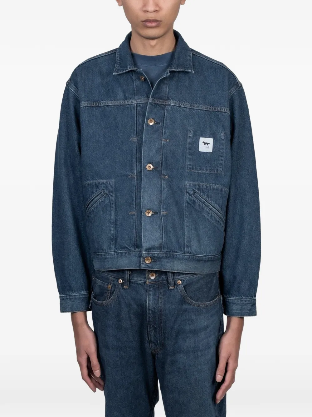 Maison Kitsuné x KURO Giacca denim Selvedge - Blu