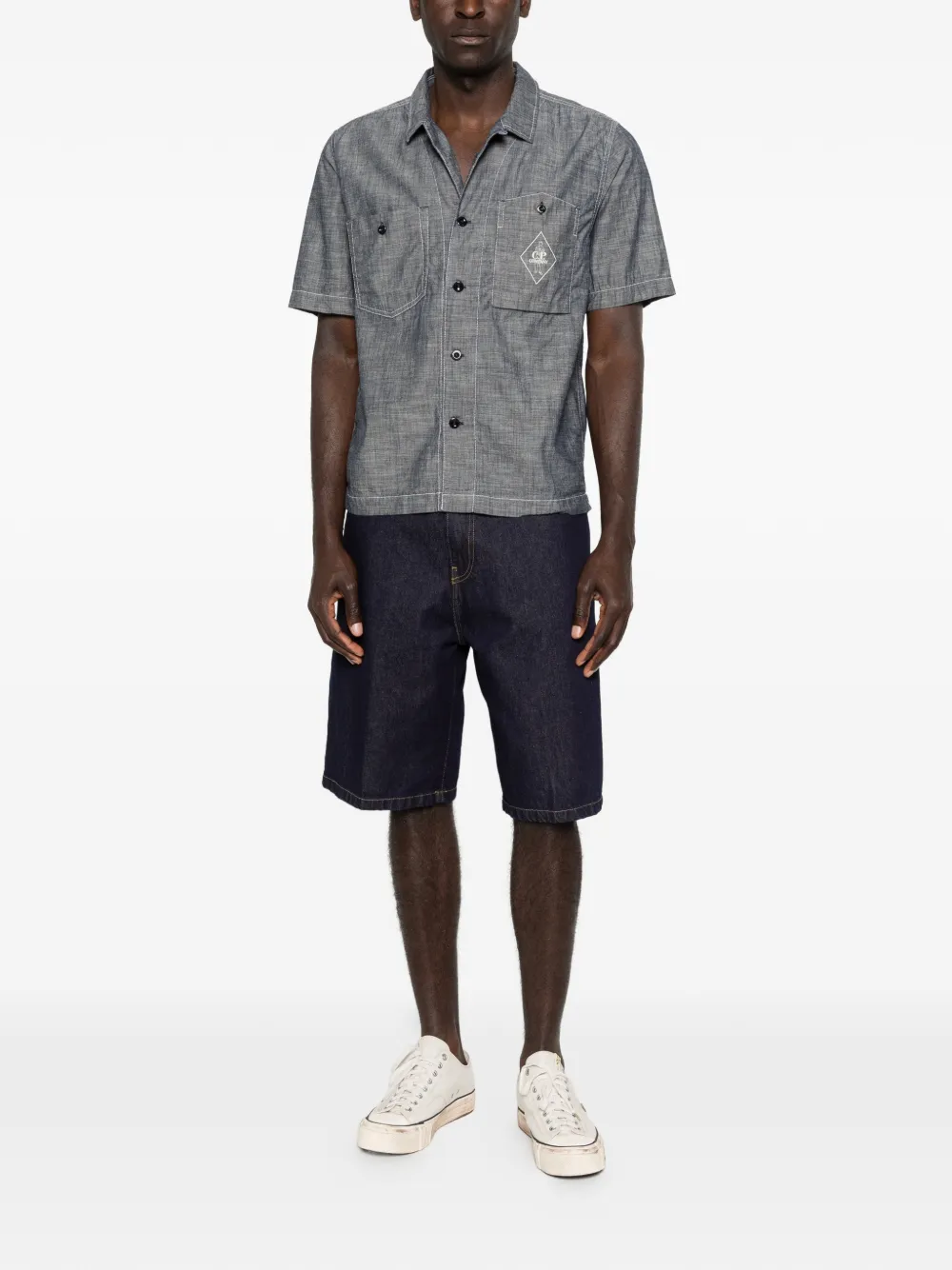 C.P. Company Chambray overhemd met korte mouwen Grijs