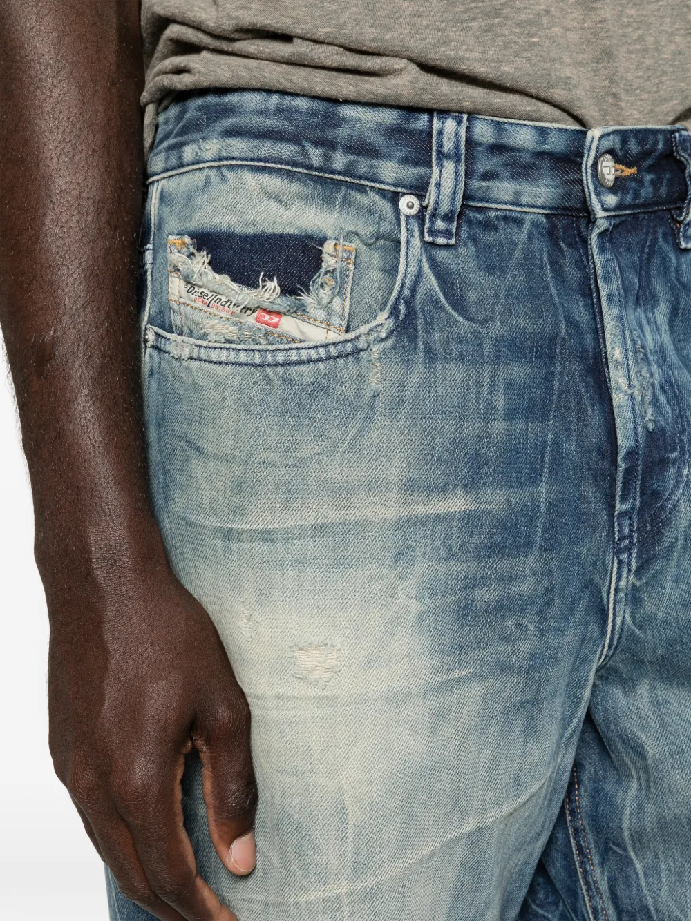 Diesel Denim jack met logopatch Blauw