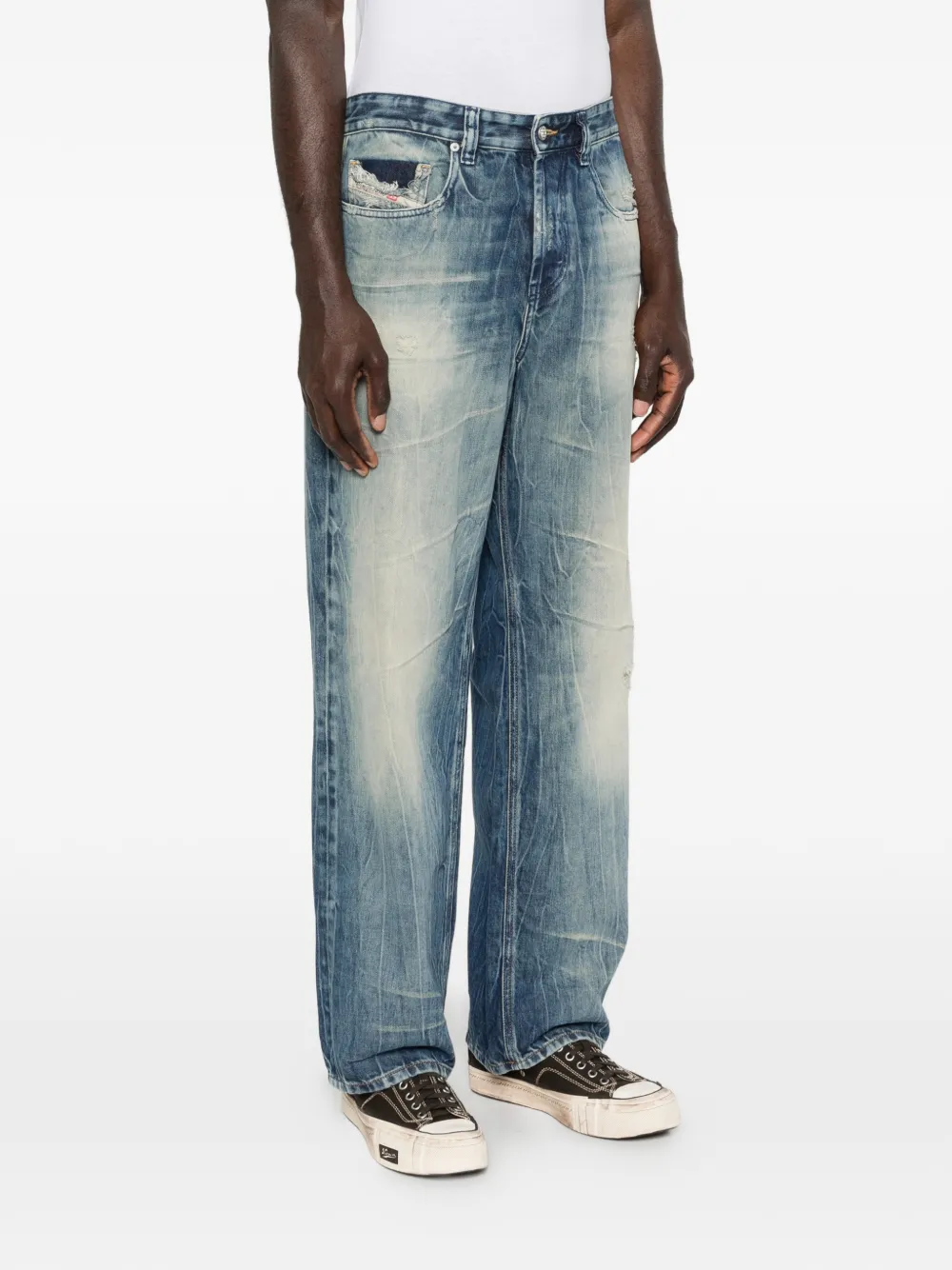 Diesel Denim jack met logopatch Blauw
