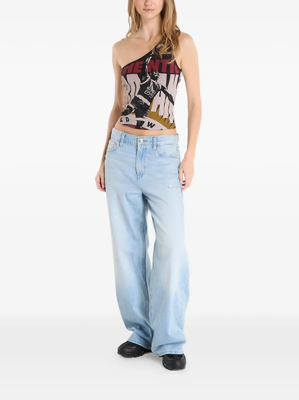  Jordan Graphic One-shoulder Blouse - White 