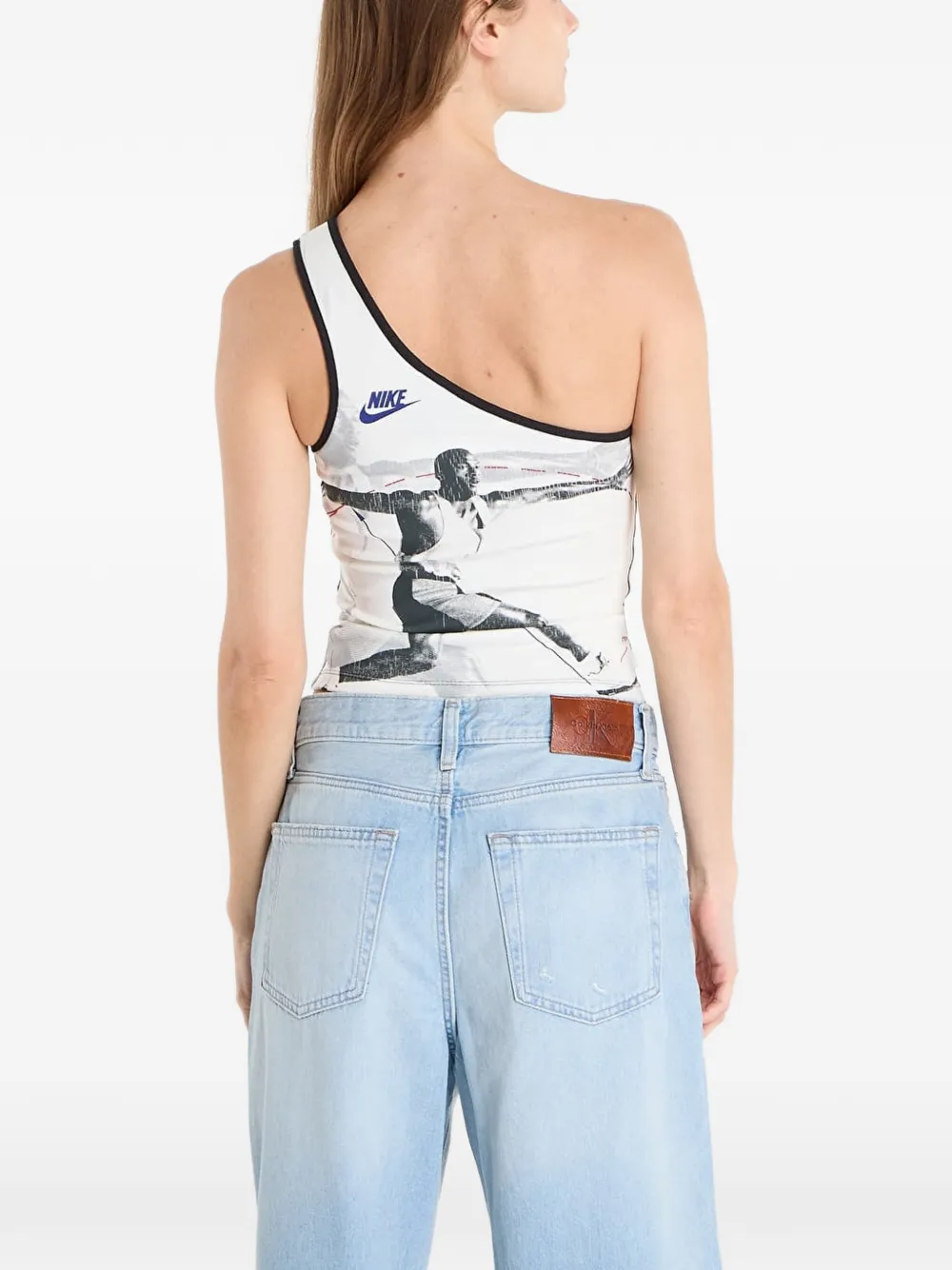  Jordan Graphic One-shoulder Blouse - White 