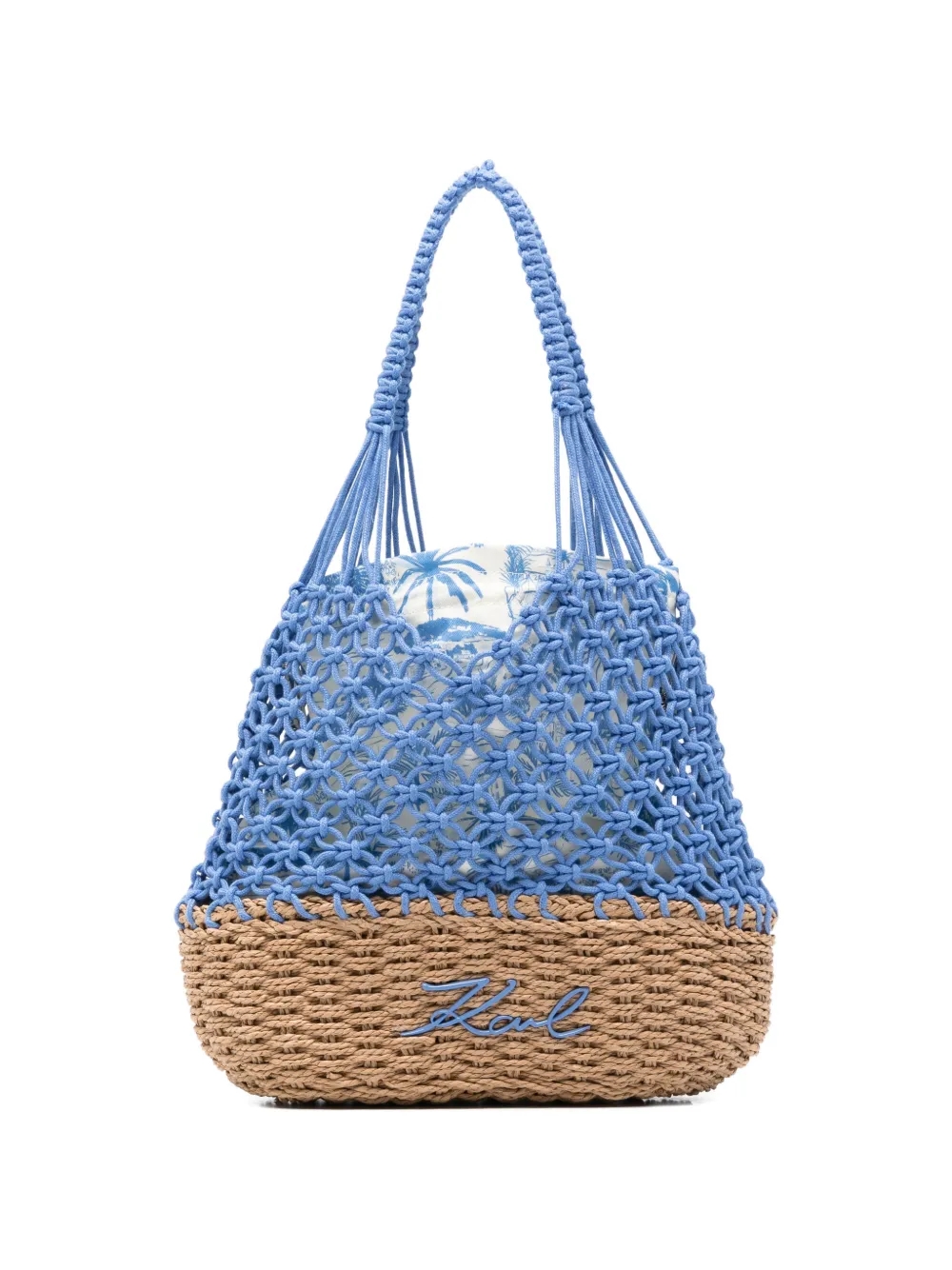 Karl Lagerfeld macramé beach bag - Blau