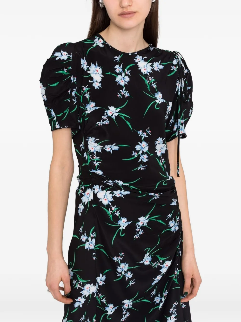 Nº21 floral-print draped dress - Nero