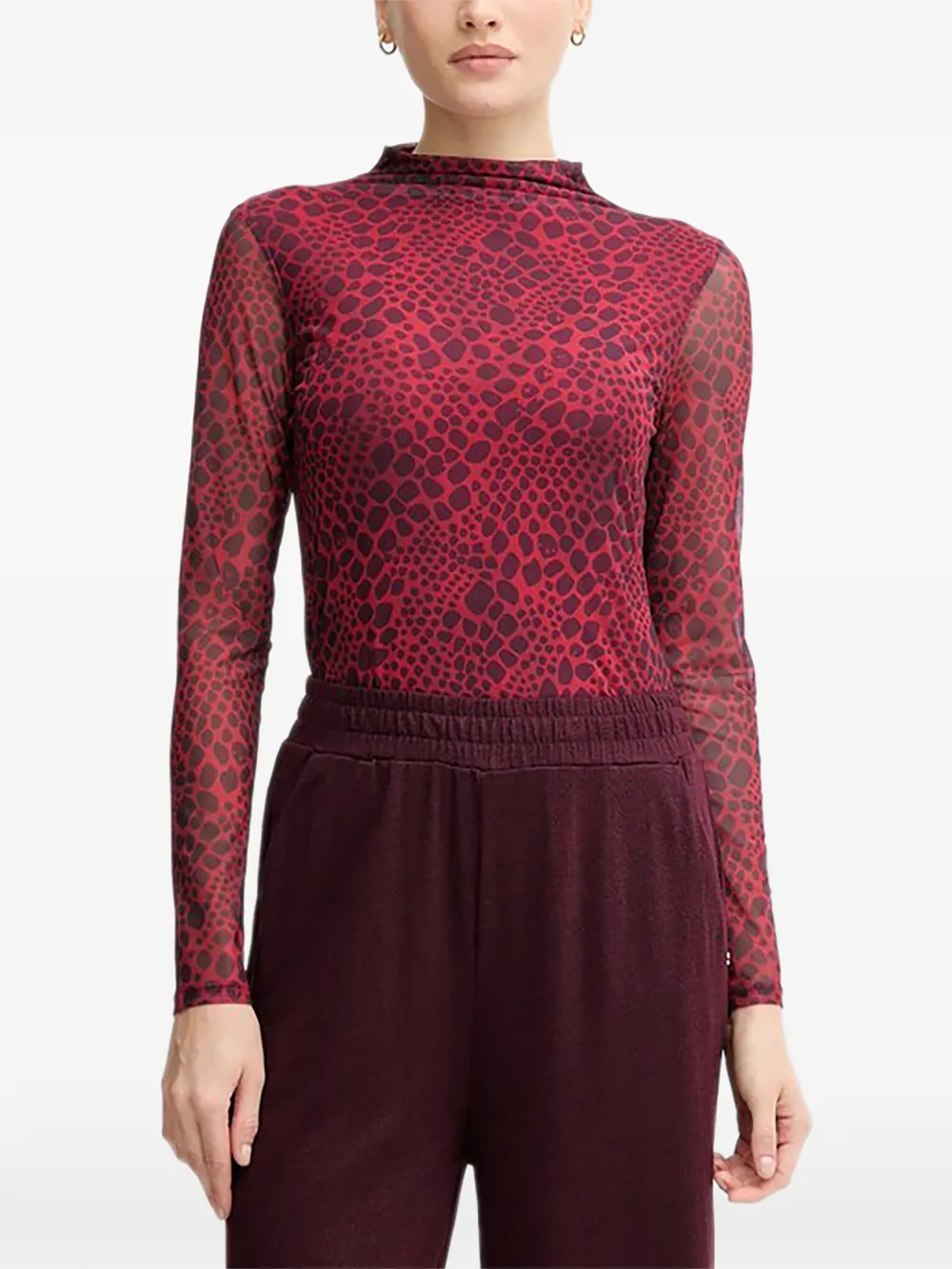 Marc Aurel patterned long-sleeved top - Rosso