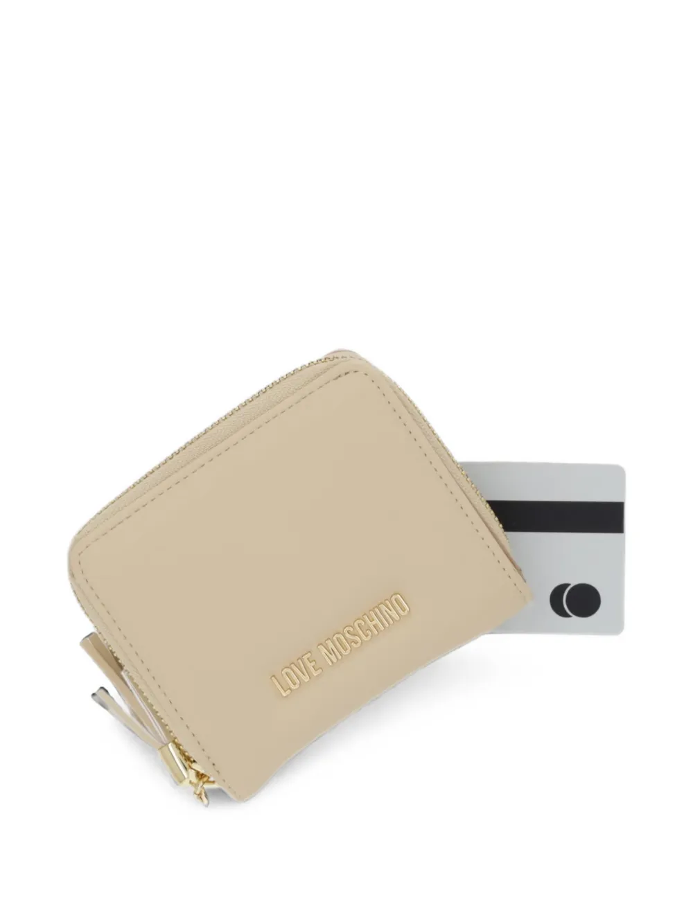 Love Moschino Portemonnee met rits en kwastje Beige