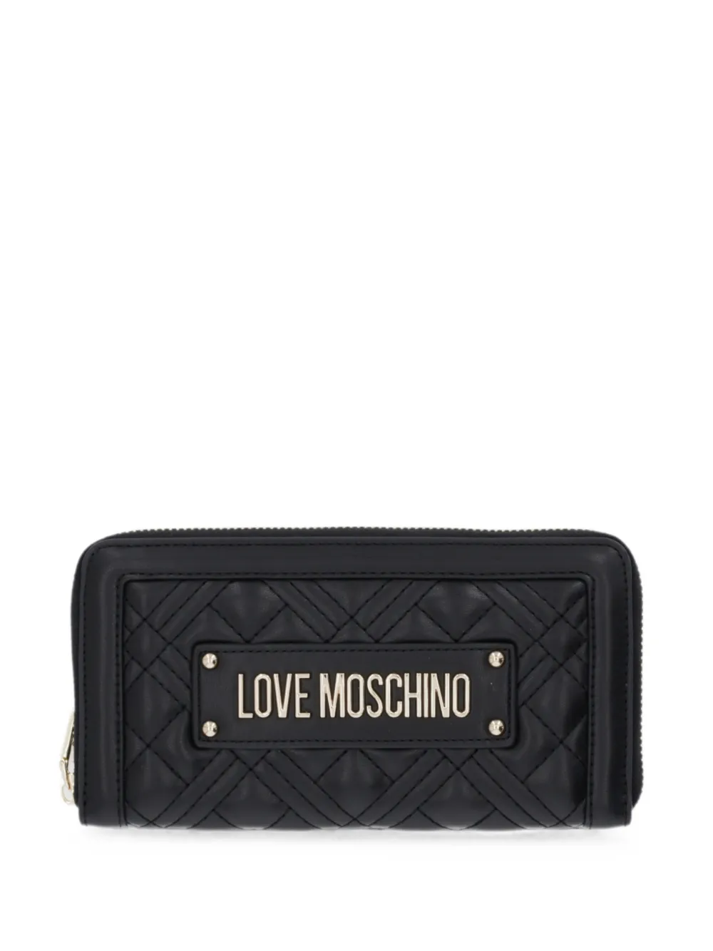 Love Moschino quilted logo-plaque wallet - Nero