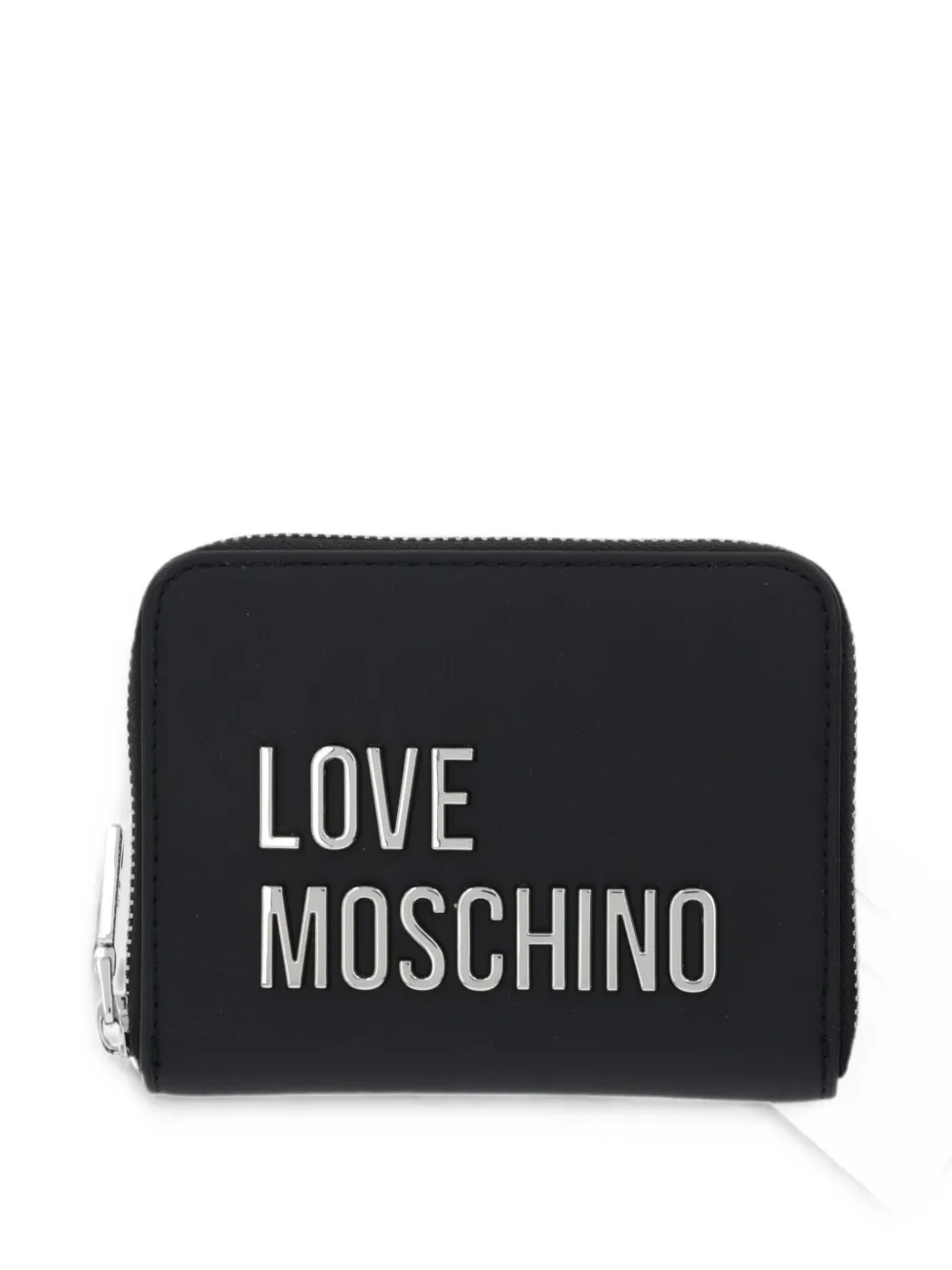 Love Moschino Portemonnee met logoplakkaat en rits Zwart
