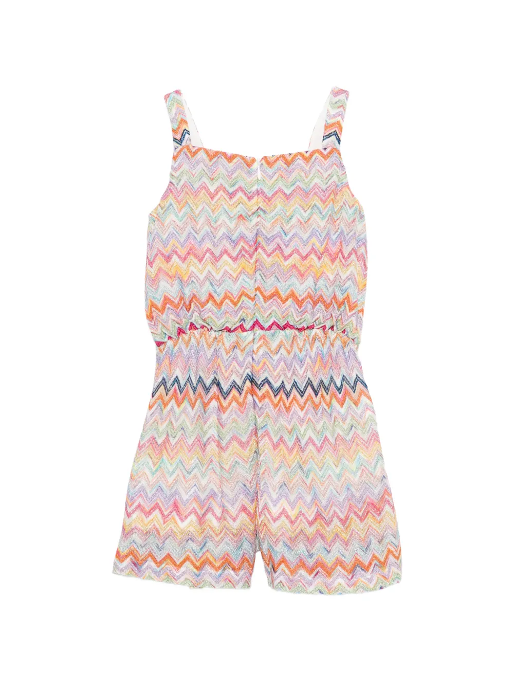 Missoni Kids Mouwloze jumpsuit met zigzagpatroon Beige