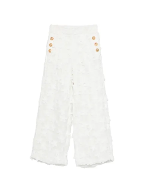 Balmain Kids flower-appliqué button-detail trousers