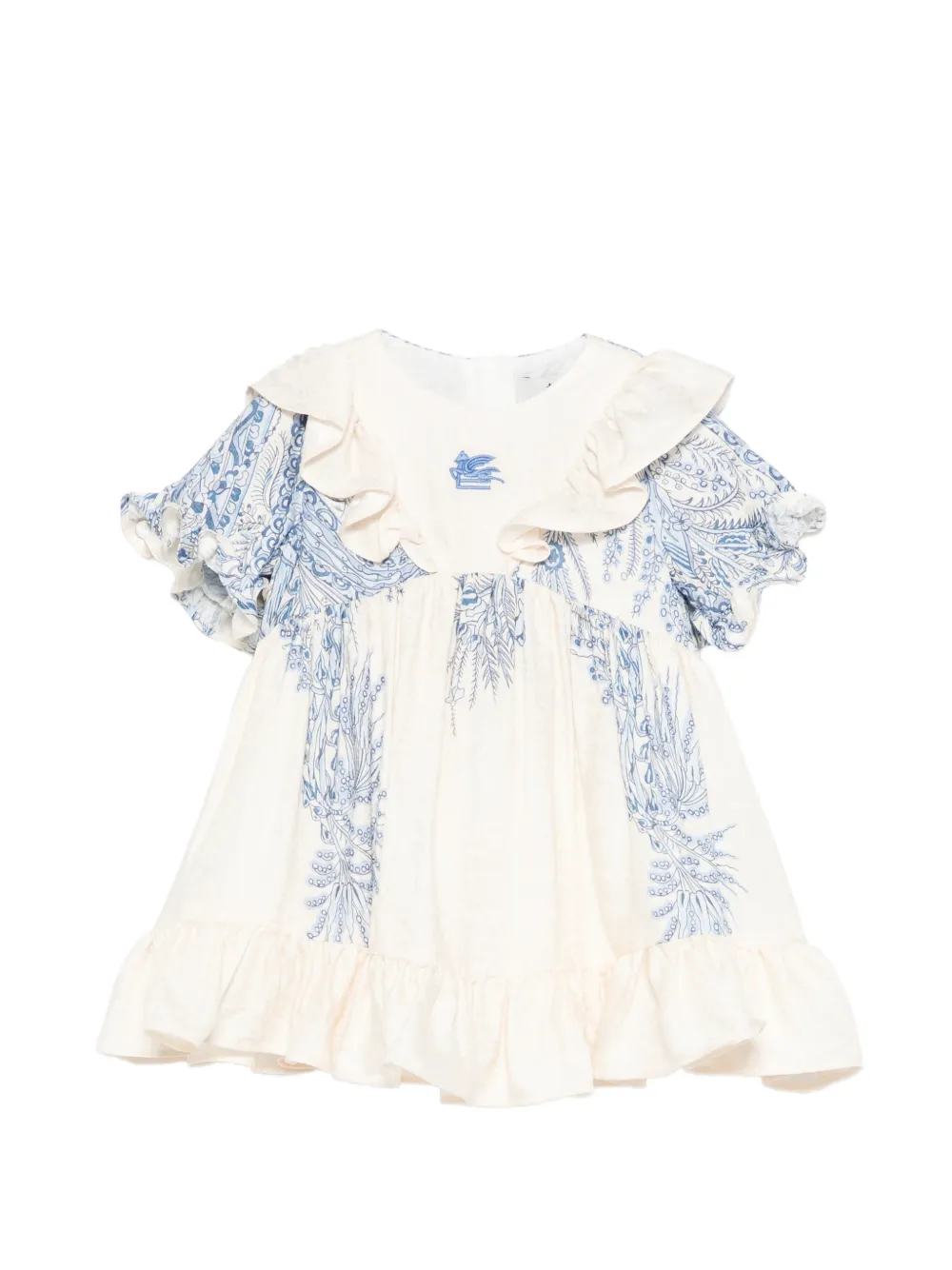 ETRO KIDS ruffled print dress - Nude