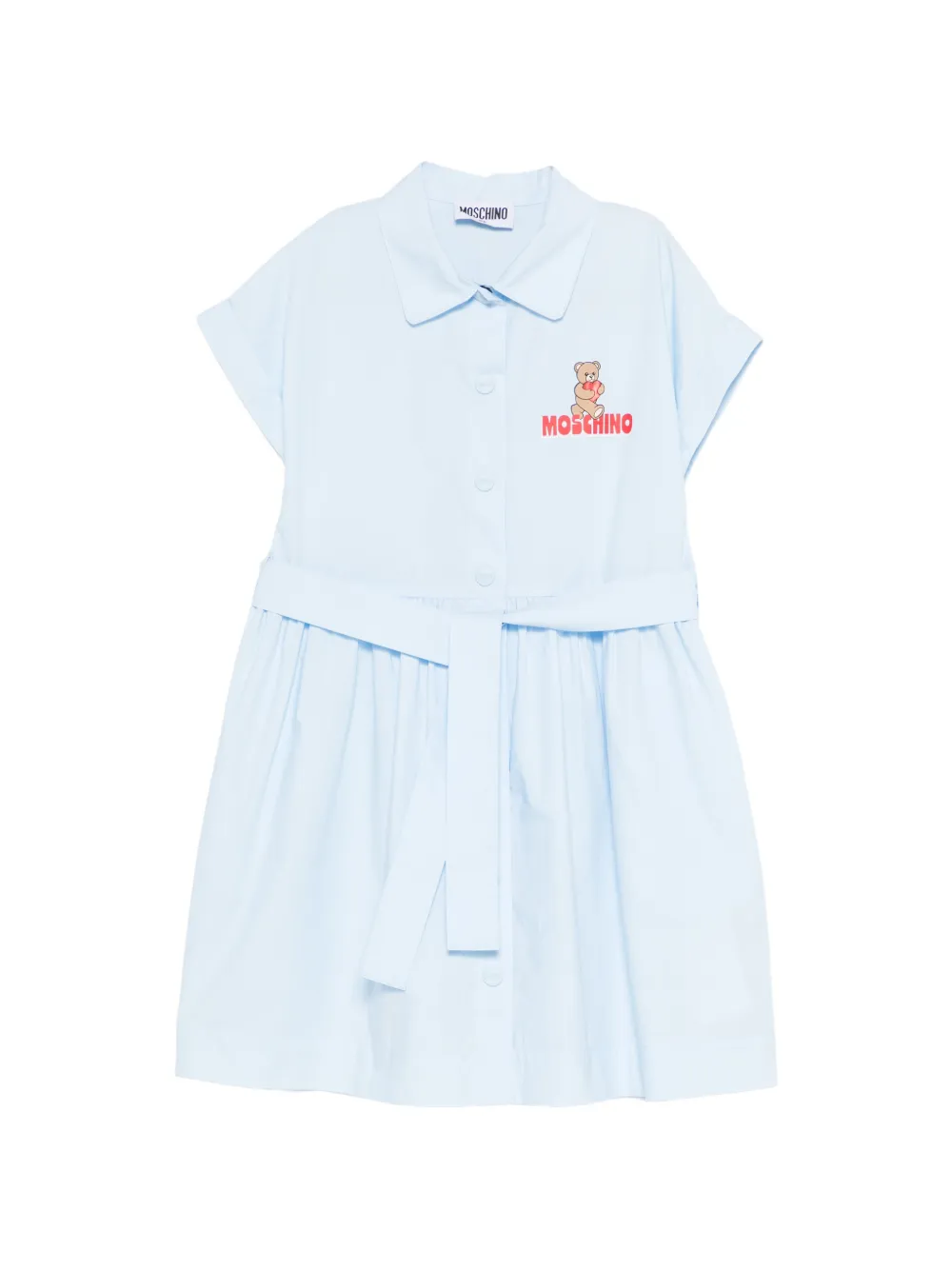 Moschino Kids bear-print belted dress - Blue