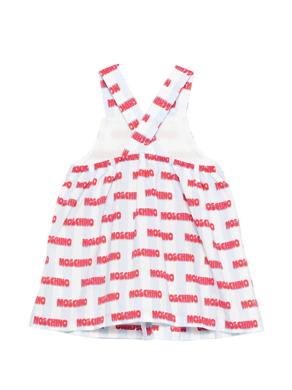 Moschino Kids Gestreepte jurk met logo Wit