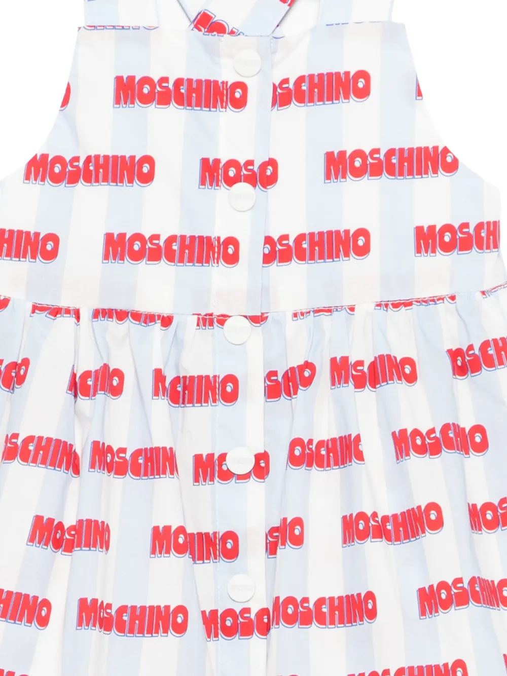 Moschino Kids Gestreepte jurk met logo Wit