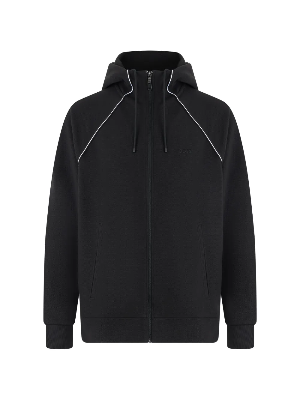 BOSS piping-detail zip-up hoodie - Nero