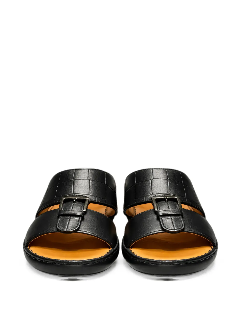 Doucal's croc-effect buckle-fastening sandals Zwart