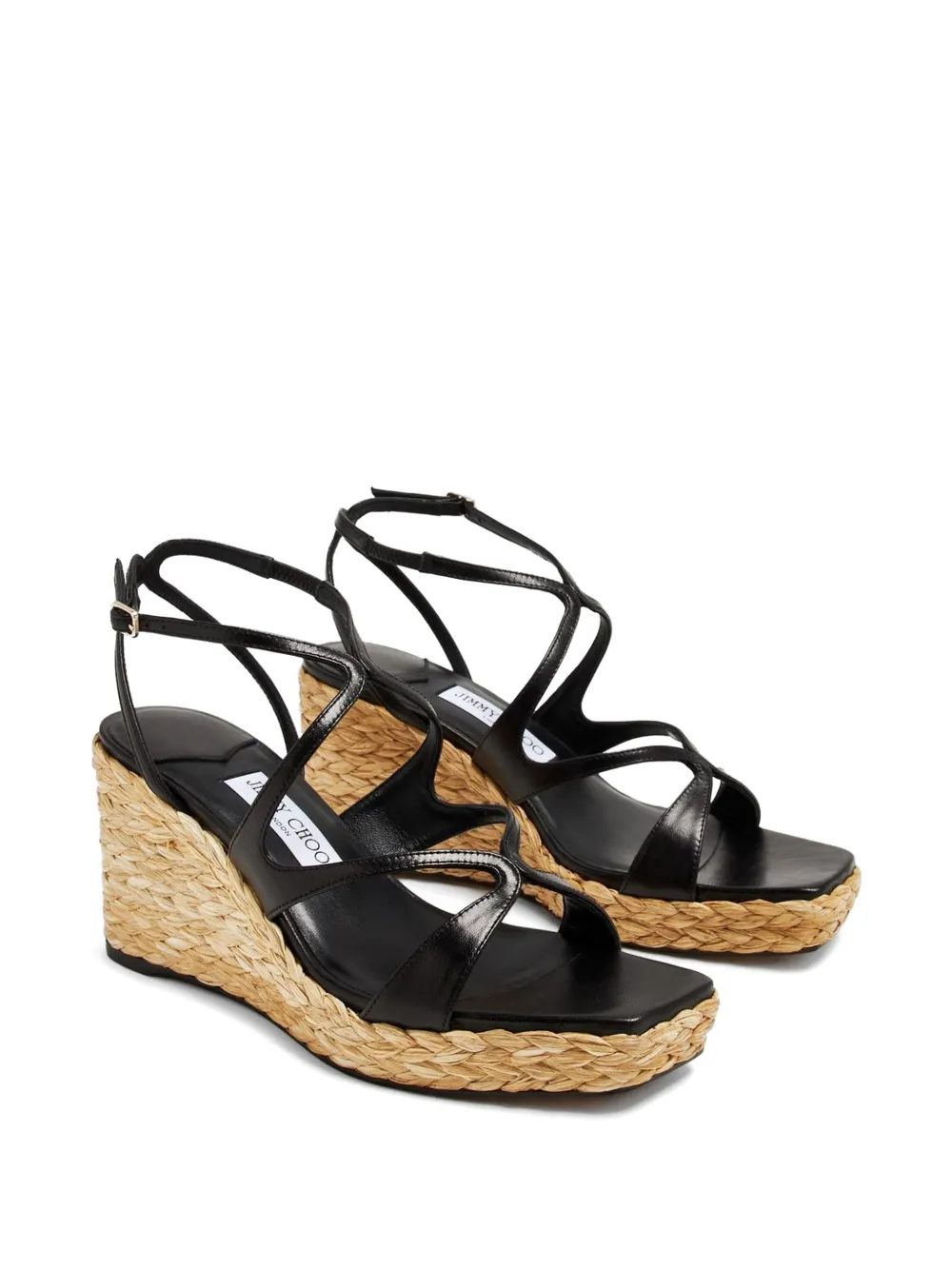 Jimmy Choo raffia leather heels Zwart