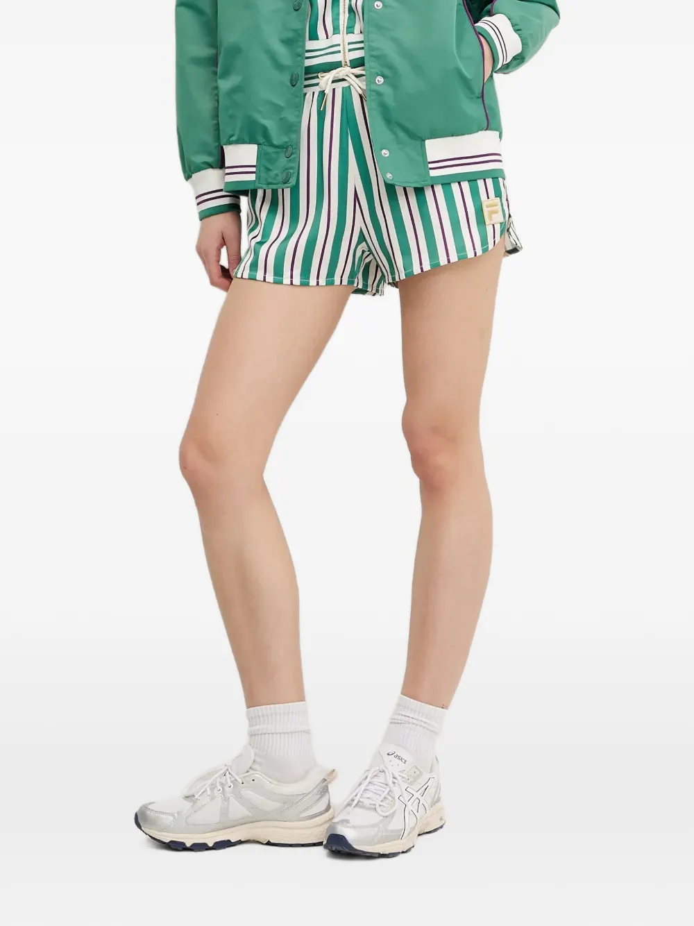 Fila Lassance Vertical-stripe Drawstring Shorts In Green
