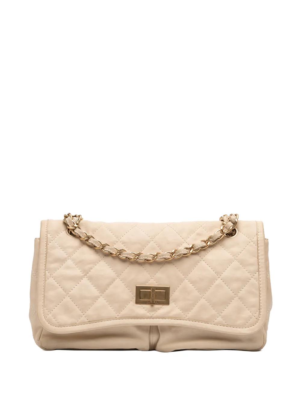 CHANEL Pre-Owned 2009-2010 Medium Quilted Lambskin Reissue 2.55 Natural Beauty Split Pocket Flap shoulder bag - Marrone