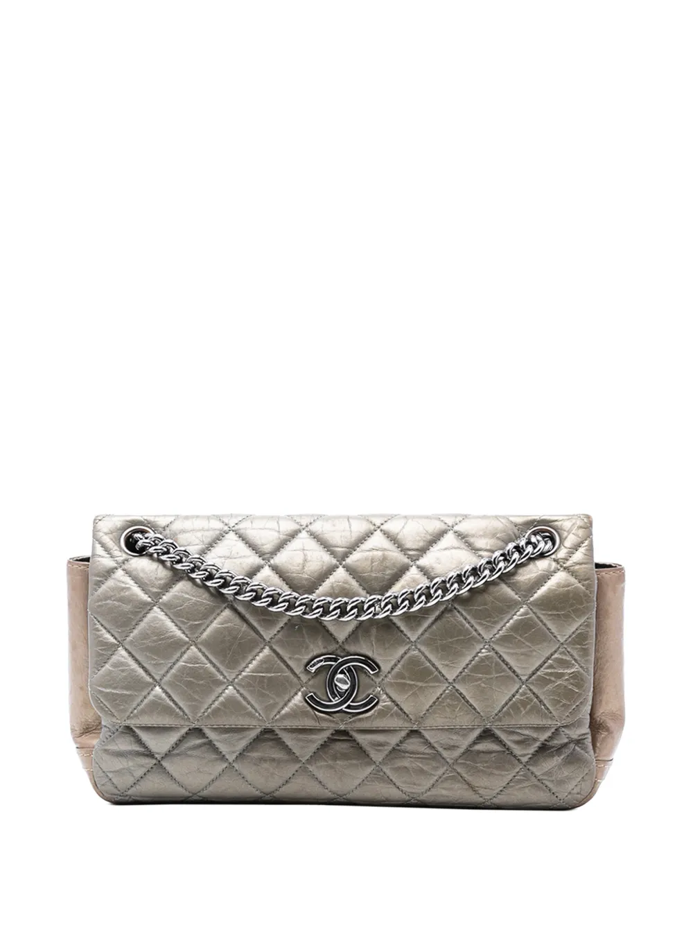 CHANEL Pre-Owned 2012-2013 Small Bicolor Quilted Aged Calfskin Lady Pearly Flap shoulder bag - Argento