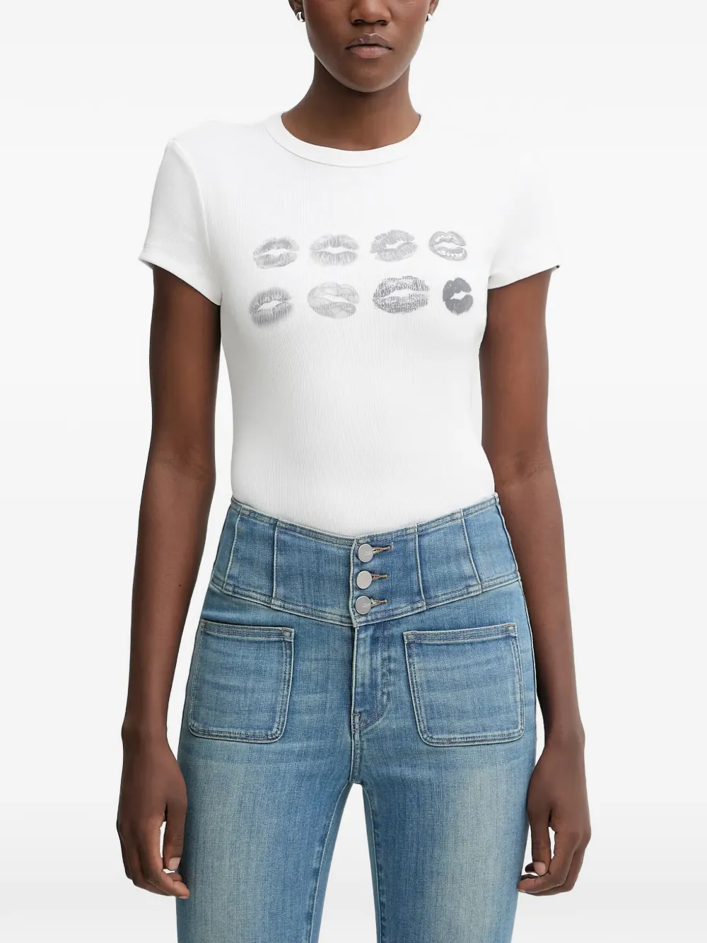 Miss Sixty lips-print ribbed T-shirt